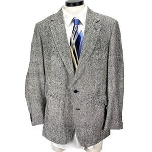 JG Hook Blazer Sport Coat Men's 42 Silk Gray Black TWEED Vintage